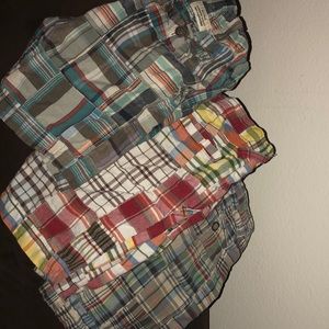 3 pairs of plaid shorts old Navy &Chlidrens place